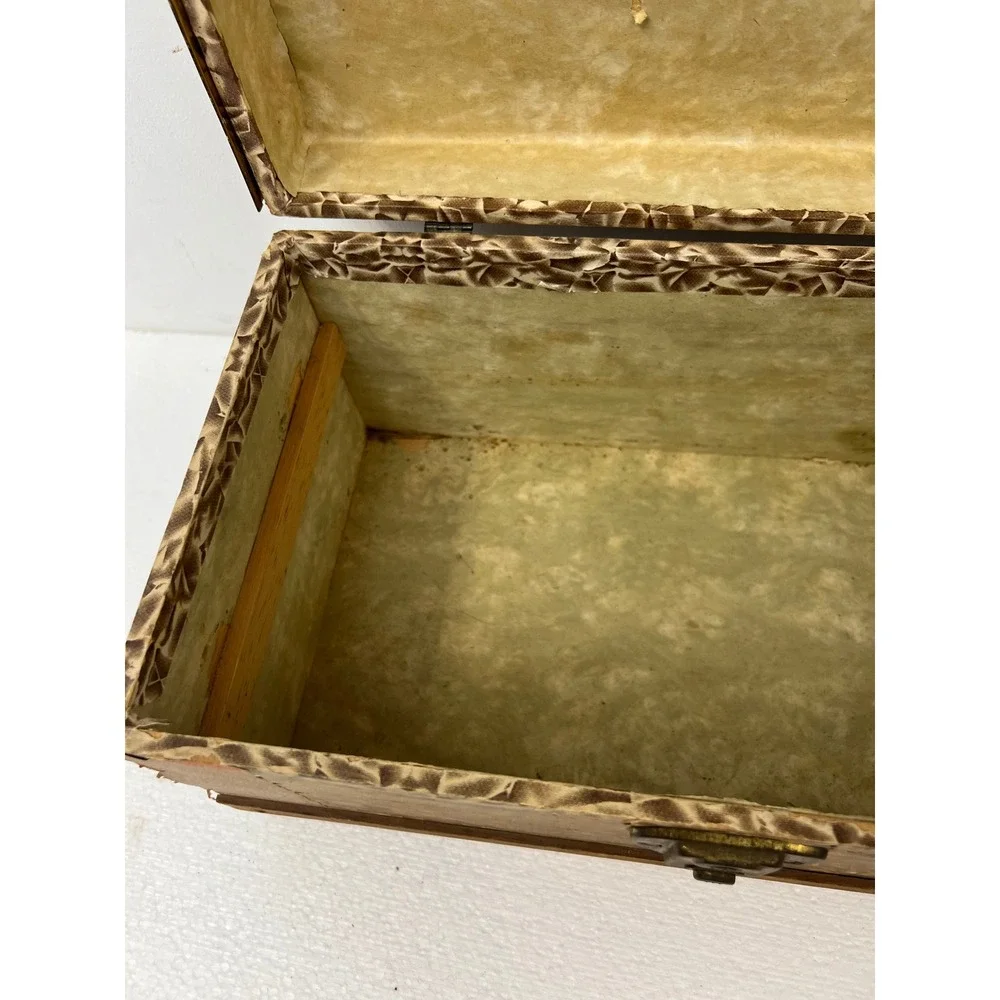 Wood Dollhouse Steamer Trunk Miniature Antique Storage Box Chest SALESMAN SAMPLE